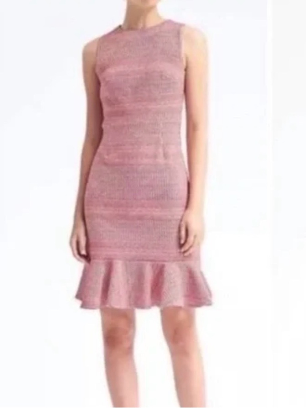 Banana Republic Pink Sleeveless Knit Ruffle-Hem Mini Dress
